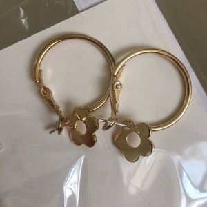 Gold Flower Hoop Earrings